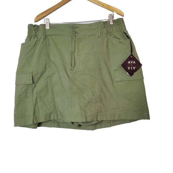Ava & Viv Dresses & Skirts - Ava & Viv Women's Cargo Mini A-Line Skort Sage Green- Size 1X Cotton